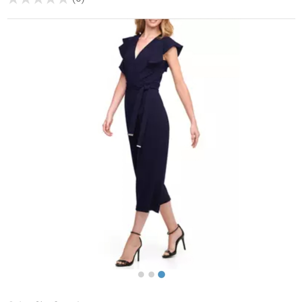 Tommy Hilfiger Women's Flutter Sleeve V-Neck Belted Solid Jumpsuit - Picture 2 of 4